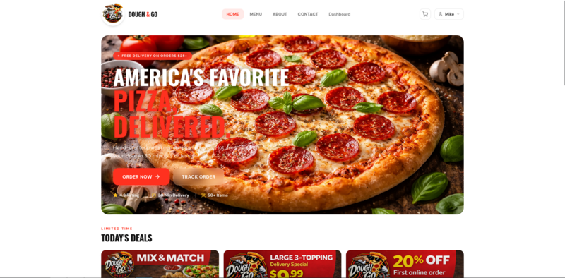 Dough & Go Pizza website preview